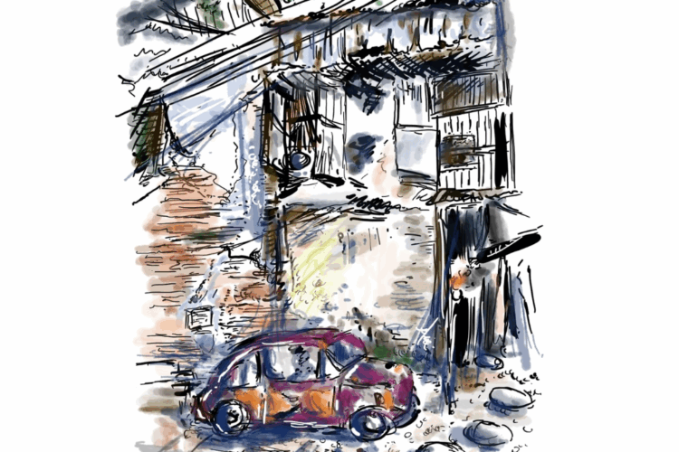 Turtle car in Talat Noi Neighbourhood in Bangkok